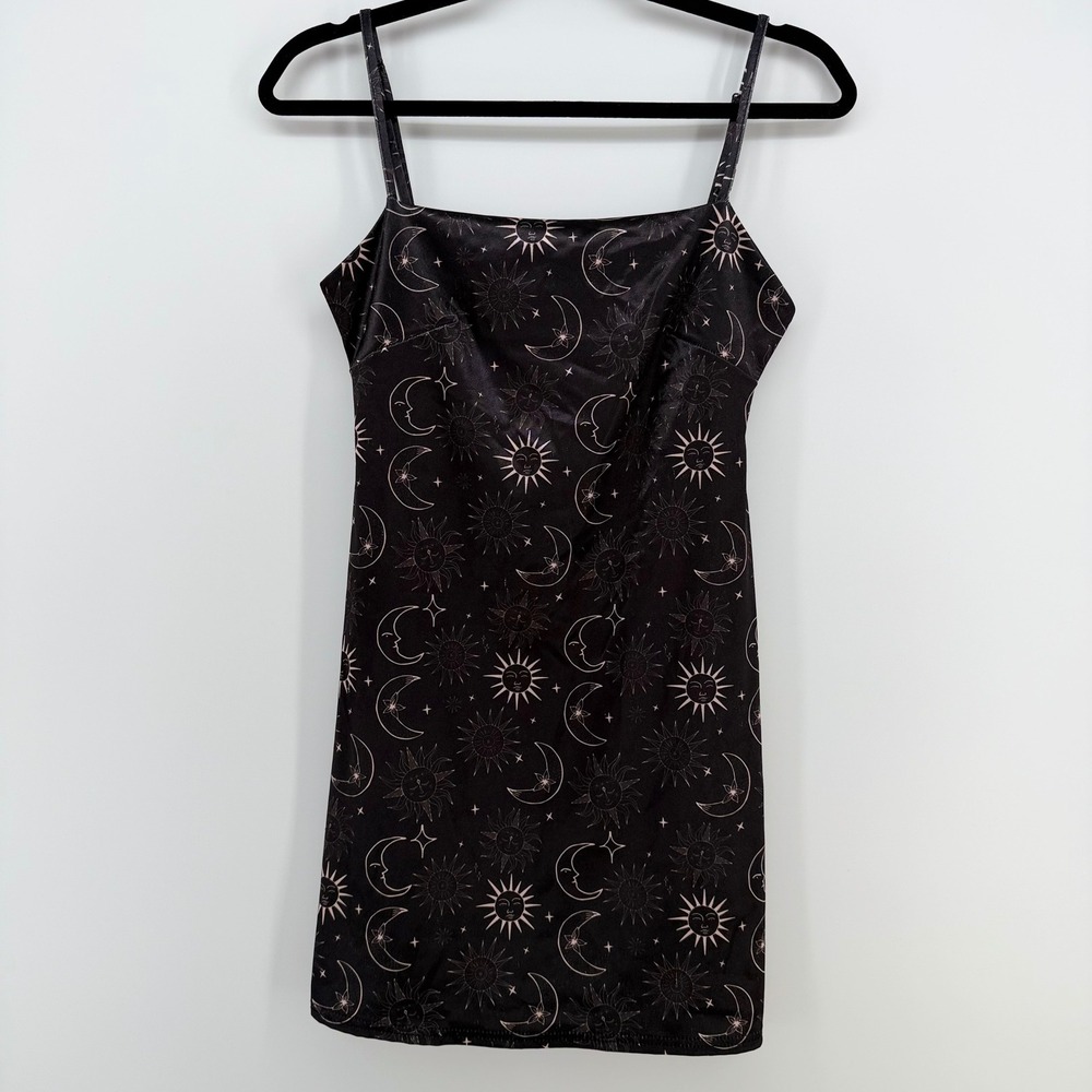 Urban Outfitters Celestial Satin Feel Slip Mini Dress‎ Moon Sun M Y2K Adjustable